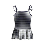 Sweet Double-shoulder Strap Striped Color-block Camisole For Women Unique Design Patchwork Pure Desire Dress Elegant Casual WIKO