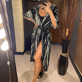 17 Colors Leopard Printed Colorful With Belt Tunic Cover-ups Beach Dress Beach Wear Beachwear Female Women Beach Cover Up V4510L