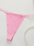 4-piece Set Of Multi-color Women's Sexy Low Waisted Thong Ice Silk Seamless Invisible Underwear Daily Close Fitting Thong C359
