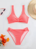 High Waist Bikini 2026 Women Sporty Swimsuit Solid Sexy Striped Swimwear Female Bathers Bathing Swimming Swim Suit Beachwear