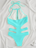 2025 New Sexy Halter Women Swimwear One Piece Swimsuit Female Hollow Out Monokini Bather Bathing Suit Summer Beach Wear Bodysuit