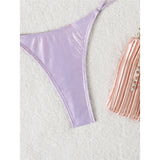 Scalloped Snake Skin Thong Bikini Female Swimsuit Women Swimwear Two-Pieces Bikini Set Bra Cup Bather Bathing Suit Swim V4650