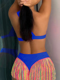 Fringe Tassel One Shoulder High Waist Bikini Women Swimwear Female Swimsuit Two-pieces Bikini Set Hollow Out Bathing Suit Swim