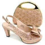 Doershow High Quality African Style Ladies Shoes And Bags Set Latest green Italian Shoes And Bag Set For Party  HA1-1