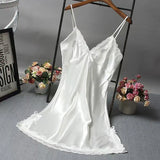 Women Lace Trim Camisole Nightgown V Neck Sleeveless Sleep Dress Soft Solid Color Sleepwear Loungewear Valentine Gift