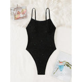 New Wrinkled Crinkled Glitter Sparkling One Piece Swimsuit Women Swimwear Female High Cut Padded Bather Bathing Suit Swim V6407