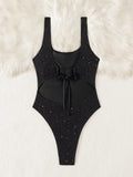 DEKA  Summer Solid Sexy Backless Shiny Swimsuit Women One Piece Swimwear Beach Wear Slimming Bathing Suit
