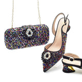 Doershow new come Matching Women Shoe and Bag Set Decorated colorful Nigerian Shoes and Bag Set Italy Shoes and Bag set  HAS1-1