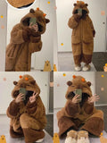 Adult Capybara Robes Onesies Pajamas Cartoon Pyjama Animal Kigurumi Slipper Halloween Cosplay Costumes Warm Sleepwear Jumpsuit