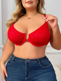 Women's Plus Size Underwear Front Button Half Cup Gathering Push Up Heart Lace Design Suitable For Voluptuous Women XL-XXXL 2498