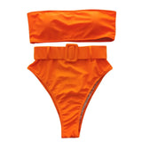 2026 Sexy Bikini Bandeau Women Swimwear Swimsuit Push Up Solid High Waist Bikinis Set Bathing Suit Bikini Female Waistband Decor