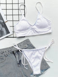 Sexy Bikini Women Push Up Swimwear Swimsuit White Pit Striped Knotted Bikinis Set Bathing Suit Beach Bikini Trajes De Bano Mujer