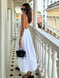Foridol White Women Sundress Backless Sexy Casual Beach Vestidos Maxi Long A-line Fashion Holiday New Dress