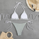 2026 Halter String Bikinis Sexy Triangle Swimsuit Women Plaid Swimwear Female Bathers Bathing Swimming Swim Suit Beachwear