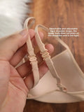 MOYISU French Style Triangle Bra Thin Strap Halter Neck Invisible Front Fastening Elegant Wireless Bralette Sophisticated AB Cup