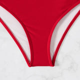 2026 New 2 Piece Swimsuit for Women Solid Color Sexy Drawstring Short Sleeve Bikini Set Beach Vacation Bathing Suit Swimwear