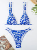 2025 Strappy Bikini Brazilian Printed Swimsuit Women Sexy Padded Swimwear Female Bathers Bathing Swimming Swim Suit Beachwear