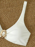 Sexy White Bikini Set 2026 Women Metal Buckle Pleate Push Up Bra Thong Swimwear Summer Bathing Suit Holiday Swimsuit Biquini