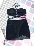 3 Pieces Criss Cross Halter Bikini 2026 Women & Beach Skirt Swimwear Female Sexy Swimsuit Beachwear Bathing Swimming Suit