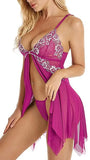 Toucheart Sexy Lingerie Set Women's Lace Nightgown Mesh See-through Suspender Dress Lace Patchwork Sexy Ultra Thin Pajama Set