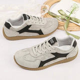 Fashion Gray Suede Flats Sneakers Women Non Slip Lace Up Platform Sneakers Woman Comfortable Thick Sole Sports Running Shoes