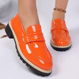 Patent Leather Thick Heels Loafers Women Spring New Mixed Color Med Heel Office Pumps Woman Plus Size 43 Slip On Single Shoes