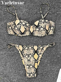 Snake Skin Underwired Bikini Female Swimsuit Two-Pieces Bikini Set High Leg Cut Women Swimwear Bather Bathing Suit Swim V1599