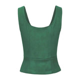 Women Vest Lace-up Strap Renaissance Vinatge Square Neck Sleeveless Medieval Slim Fit Halloween Cosplay Performance Top