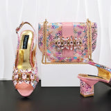 Doershow High Quality African Style Ladies Shoes And Bags Set Latest sky blue Italian Shoes And Bag Set For Party 1-1