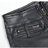 Women's Zipper Pu Leather Shorts High Waist Stretch Slim Lift Hip Motorcycle Shorts Summer Sexy Bodycon Black Leather Shorts