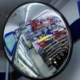 Curved Security Mirror Sturdy Backing Indoor Round Convex Mirror with Wall Mount Bracket for Garage Store Warehouse Parking Lot