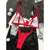 New Sexy Thong Tiny Mini Bikini Female Swimsuit Women Swimwear Two-pieces Bikini Set Padded Bather Bathing Suit Swim Lady V3063
