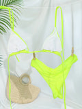Miyouj Glitter Fabric Bikinis 2026 Sexy Bikini Set Folds Swimsuit Female Halter Bathing Suit Women Swimwear New Beachwear