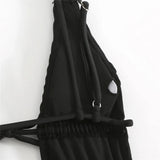 Sexy Backless One Piece Swimsuit Woman 2026 String Texture Swimwear Hollow Out Monokini High Cut Bathing Suit Deep V Neck Bather