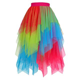 Women's Layered Rainbow Tulle Skirt Dance Tulle Tutu Skirt For Clubwear Carnival Party Skirts Fairy Asymmetrical Layered Faldas