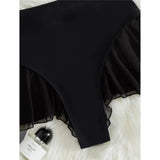 New Sexy Ruffled Mini MIcro Thong Bikini Bottom Swim Brief Women Swimwear Female Bather Brazilian Tanga Panties Underwear V4267