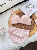 Japanese Anime Lace Bra Set Push Up Wireless Bralette Small Bust Seamless Sexy Triangle Cup Lingerie Set Spring Summer MOYISU