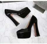 2022 New Model Catwalk Show 14CM High Heels Women's Banquet Party Round Toe Wear Single Shoes Large Size Women's Shoes 35-46