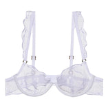 Summer French Minimizer Bra Beachwear Large Bust Pure Embroidery Lace Ultra Thin Plate Size Light Support Wirefree AU MOYISU