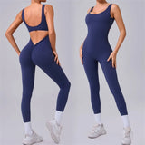 Seamless Yoga Jumpsuits Sports Fitness Hip-lifting Hollow Beauty Back One-piece Workout Running Gym Leggings Bodysuits for Women