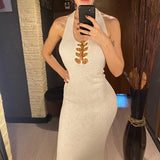 2026 Halter Cut Out Backless Crochet Knitted Tunic Beach Cover Up Cover-ups Beach Dress Beach Wear Beachwear Female Women V6469