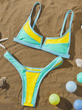 Splicing V Shaped Micro Thong Bikini Women Swimsuit Female Swimwear Two Pieces Bikini Set Push Up Bathing Suit Swim Beachwear