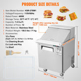 SucceBuy Stainless Steel Commercial Refrigerator Sandwich And Salad Prep Table