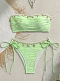 XS - XL Bandeau Wrinkled High Cut Bikini Women Swimwear Female Swimsuit Two-pieces Bikini Set Shells Bather Bathing Suit Swim