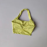 Women's Yoga Sports Bra Sexy Neckband Chest Cushion Beautiful Back Fashionable Pleat Gathering Sports Bra for Fitness
