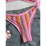 2026 Striped High Leg Cut Brazilian Bikini Female Swimsuit Women Swimwear Two-pieces Bikini set Bather Bathing Suit Swim V8216