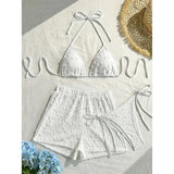 4 Colors Sexy Halter Bikini Female Swimsuit Three-pieces Bikini set With Shorts Women Swimwear Bather Bathing Suit Swim V7843W