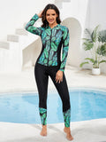 2026 Long Sleeve Zipper Surfing Swimsuit Print Pants Swimwear Women Two Pieces Diving Clothes Beachwear Bathing Swimming Suit