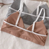 Women Cotton Bra And Panties Set Low Rise Briefs Panties Non-Wire Vneck Bras Sexy Lingerie Push Up Brassiere Female Underwear
