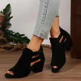 2026 Women Sandals  Chunky High Heels Soild Gladiator Open Peep Toe Women Black Shoes Buckle Back Zipper Sandalias De Mujer